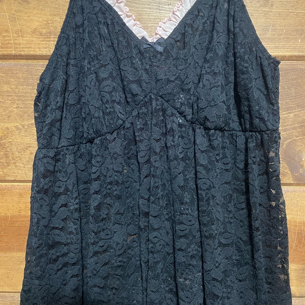 Cacique Black and Pink Lace Teddy